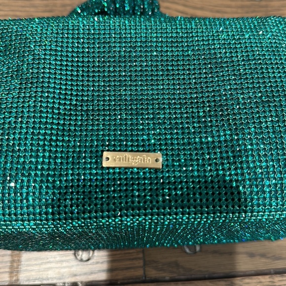 NWT Cult Gaia Sienna Mini Top Handle Rhinestone Bag Paradiso Green - Picture 3 of 7
